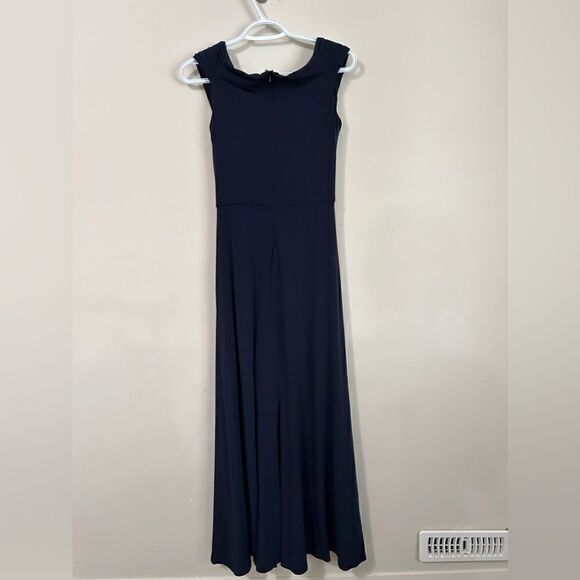 Tadashi Shoji Navy Blue Maxi Dress Open Leg - Picture 6 of 12